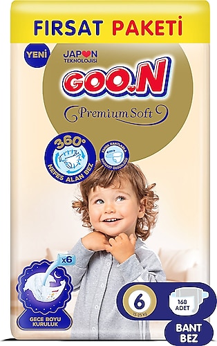 Goon Premium Soft 6 Numara 168'li Bebek Bezi