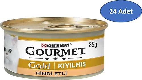 Gourmet Kıyılmış Hindili 85 gr 24'lü Yetişkin Konserve Kedi Maması
