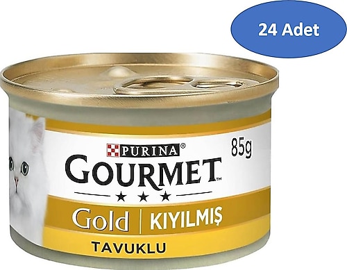 Gourmet Kıyılmış Tavuklu 85 gr 24'lü Yetişkin Konserve Kedi Maması