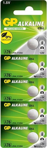 GP A76 LR44 5'li Alkalin Düğme Pil