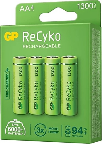GP Recyko 1300 mAh 4'lü Şarjlı AA Kalem Pil