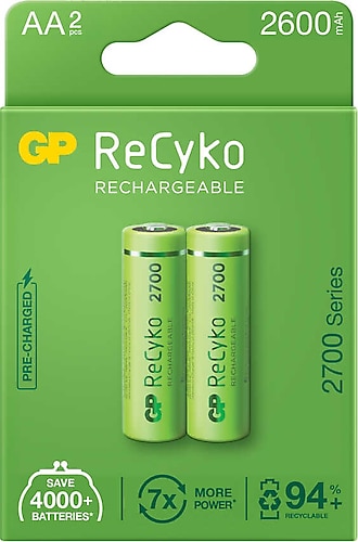 GP Recyko 2700 Serisi 2600 mAh 2'li Şarjlı AA Kalem Pil