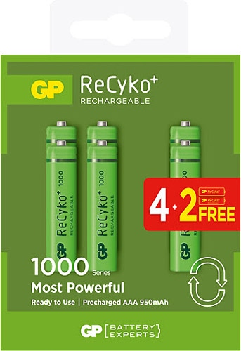 GP Recyko 950 mAh 6'lı Şarjlı AAA İnce Kalem Pil