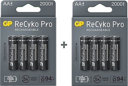GP Recyko Pro 2000 mAh 8'li Şarjlı AA Kalem Pil