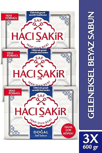 Hacı Şakir Doğal Saf 4x150 gr 3 Adet Kalıp Sabunu