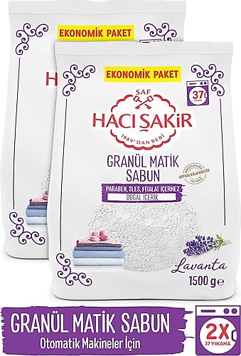 Hacı Şakir Lavanta Kokulu Granül Matik 1500 gr 2 Adet
