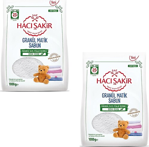 Hacı Şakir Parfümsüz Granül Matik Sabun 1000 gr 2 Adet