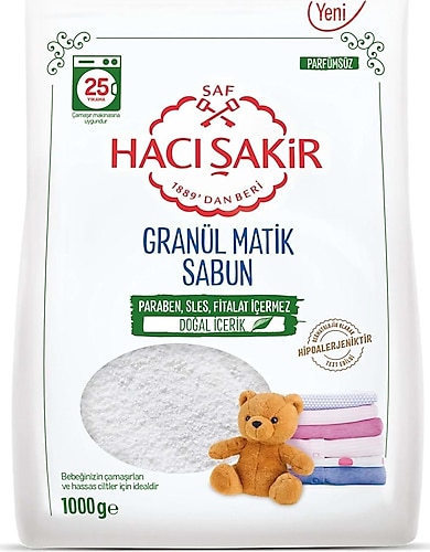Hacı Şakir Parfümsüz Granül Matik Sabun 1000 gr