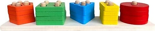 Hamaha Wooden Toys Doğal Ahşap Eğitici Oyuncak Dikdörtgen 5'li Sütun Geometrik Şekil HMH-055