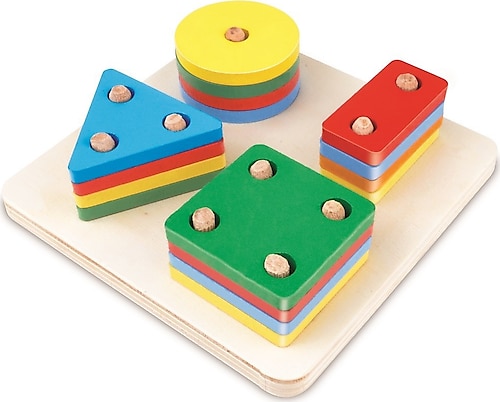 Hamaha Wooden Toys Kare 4'lü Sütun Geometrik Şekil HMH-048
