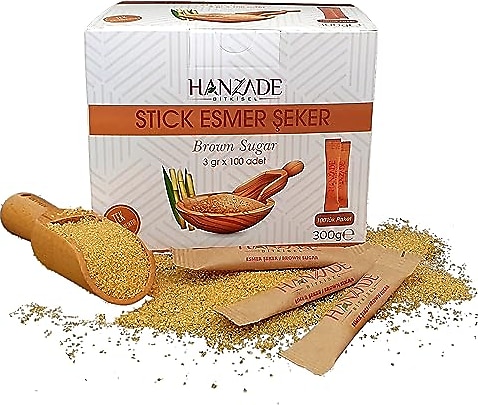 Hanzade Bitkisel Stick Kahverengi Esmer Şeker 100 Sticks 300 G