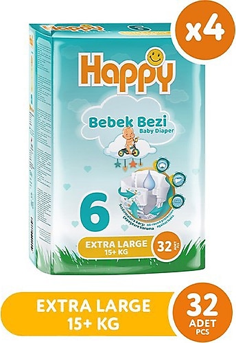 Happy 6 Numara Ekstra Large 128'li Bebek Bezi