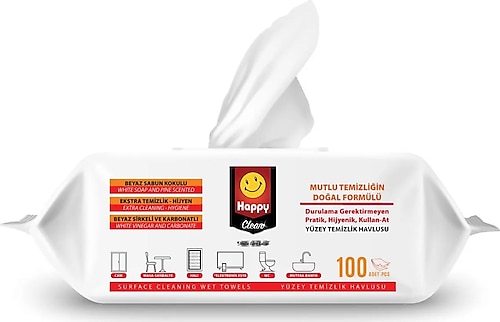 Happy Clean Beyaz Sabun Kokulu Yüzey Temizlik Havlusu 100 Yaprak