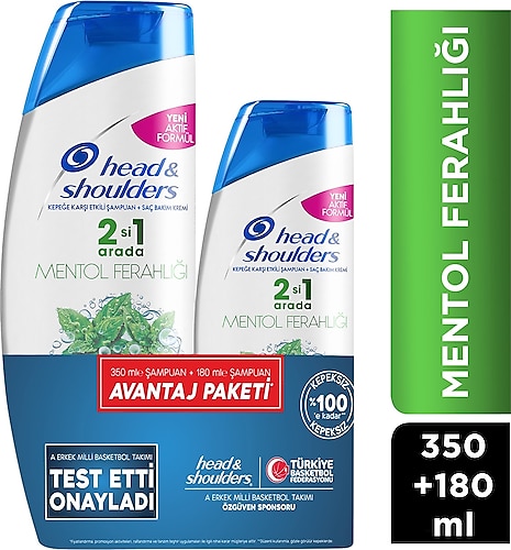 Head & Shoulders Mentol Ferahlığı 2'si 1 Arada 350 ml + 180 ml Şampuan