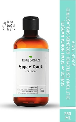 Herbaderm Pore Tight Sivilce, Siyah Nokta Karşıtı Super Tonik Laktik Asit %7 150 ml