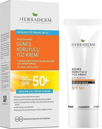 Herbaderm Suya Dayanıklı 50 Faktör Güneş Kremi 75 ml