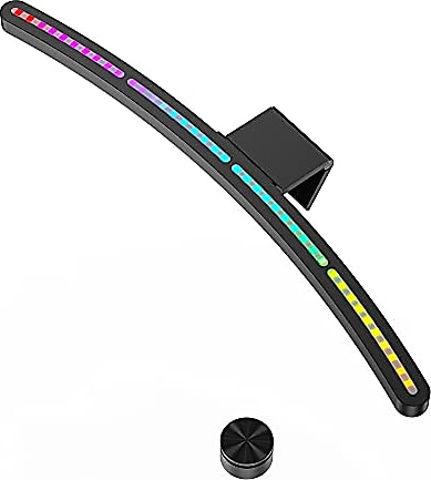 HERLLY Kavisli monitör lambası, kablosuz uzaktan kumandalı bilgisayar monitörü lambası, 3 modlu RGB arka plan aydınlatması, monitör lambası çubuğu, oyun için kademesiz kısmalı