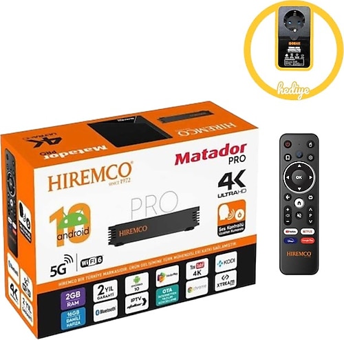 Hiremco 2023 Hediyeli Android Pro Tv Box 4K UHD - Medıa Player - Çanaksız Tv - Bluetooth Kumanda -Akıllı Tv / Media Player