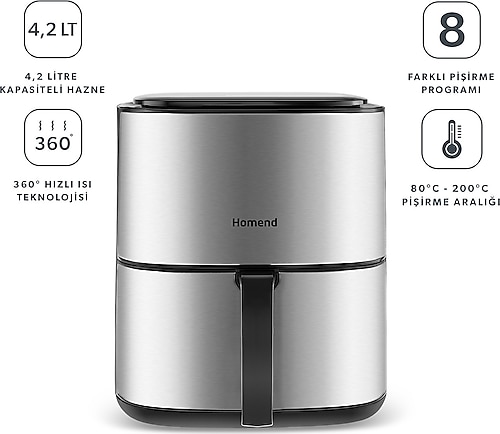 Homend Airfryday 2506H Inox 4.2 lt Yağsız Fritöz