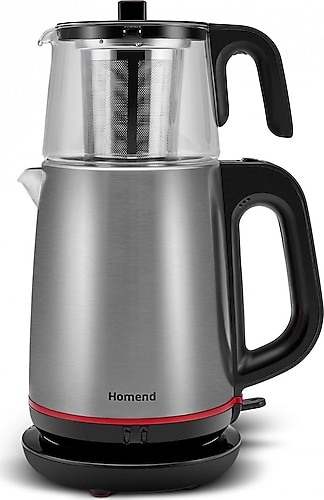 Homend Royaltea 1750H Inox Siyah 1800 W Cam Demlikli Çay Makinesi