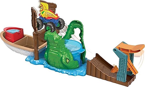 Hot Wheels Monster Trucks Renk Değiştiren Araçlar Timsahtan Kaçış Oyun Seti HGV14