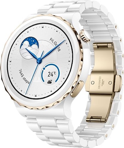 Huawei Watch GT 3 Pro 43mm Seramik Kasa ve Beyaz Seramik Kayış Akıllı Saat