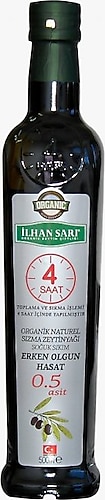 İlhan Sarı Erken Olgun Hasat Organik Natürel Sızma Zeytinyağı 500 ml