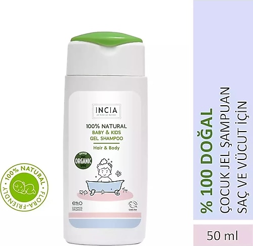 Incia Doğal Bebek ve Çocuk Jel Şampuan 50 ml