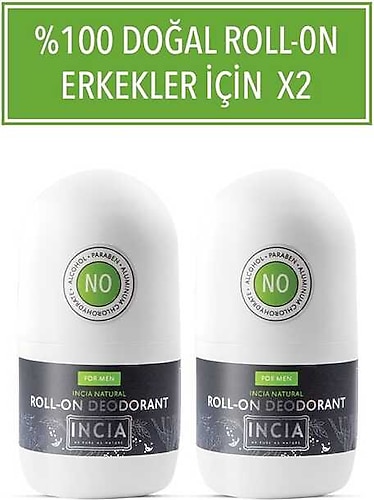 Incia Doğal Erkekler için Roll-On Deodorant 50 ml 2 Adet