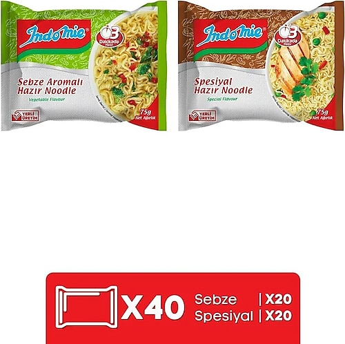 Indomie Sebzeli Hazır Noodle 75 gr 40'lı