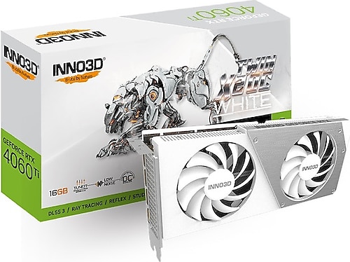 Inno3D RTX 4060 TI Twin X2 OC White N406T2-16D6X-178055W 128 Bit GDDR6X 16 GB Ekran Kartı