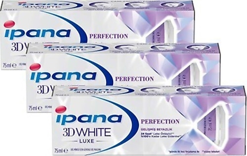 İpana 3D White Luxe Perfection Gelişmiş Beyazlık Florürlü Diş Macunu 75 ml 3 Adet