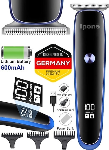 Ipone X-Man Dijital Göstergeli Sakal Ense Lazer Öncesi Tüm Vücut Tüy Alma Tıraş Makinesi X-Man Tıraş - Siyah