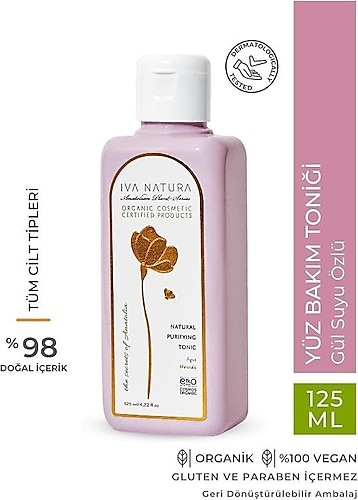 Iva Natura Organik Arındırıcı Tonik Gül Suyu Özlü 125 ml