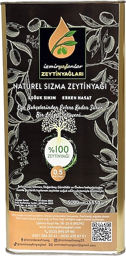 İzmir Zeytinyağları Soğuk Sıkım Natürel Sızma Zeytinyağı 5 lt