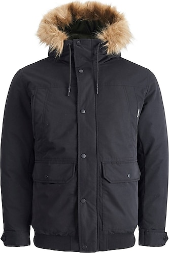 Jack&Jones 12211978 Kapüşonlu Kürklü Erkek Mont
