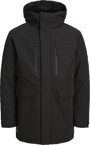 Jack&Jones Bach 12214645 Kapüşonlu Siyah Erkek Parka