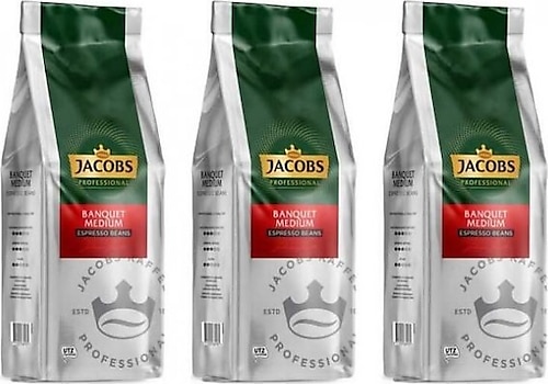 Jacobs Banquet Medium Espresso Çekirdek Kahve 1 kg 3'lü