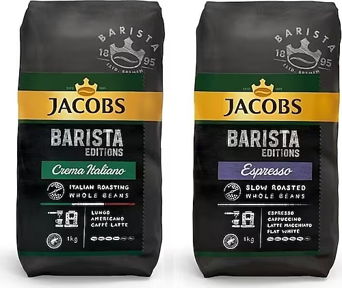 Jacobs Barista Çekirdek Kahve Avantajlı Paket 2 Kg ( Crema Italiano 1kg Espresso 1kg )