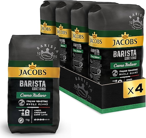 Jacobs Barista Editions Crema Italiano Çekirdek Kahve 1 kg 4'lü