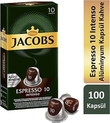 Jacobs Espresso 10 Intenso Kapsül Kahve 10'lu 10 Adet