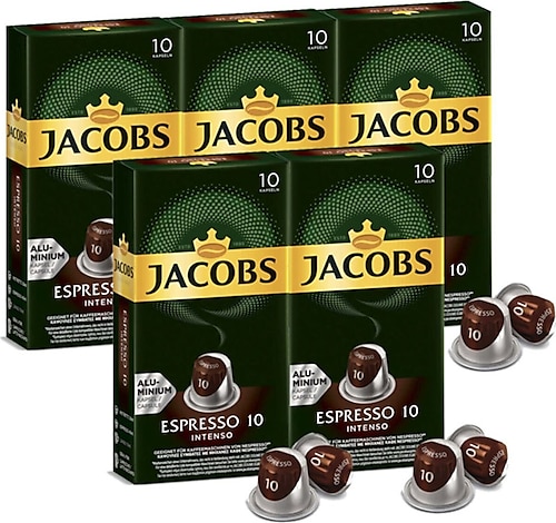 Jacobs Espresso 10 Intenso Kapsül Kahve 10'lu 5 Adet