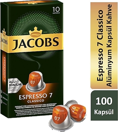 Jacobs Espresso 7 Classico Kapsül Kahve 10'lu 10 Adet