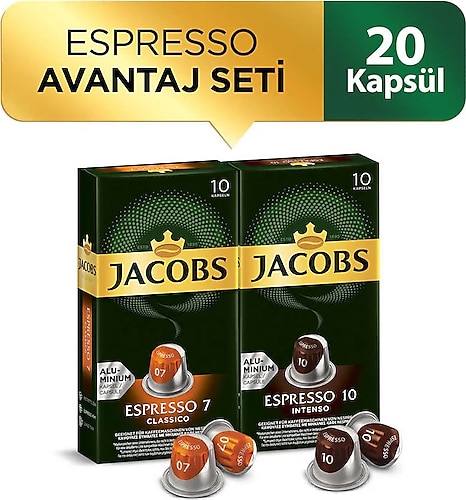 Jacobs Espresso Kapsül Kahve Avantaj Seti 2 x 10 Kapsül