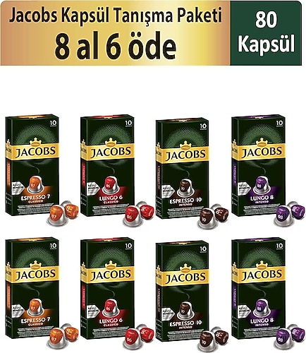 Jacobs Kapsül Tanışma Paketi 8 al 6 öde ( 80 Kapsül )