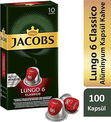 Jacobs Lungo 6 Classico Kapsül Kahve 10'lu 10 Adet