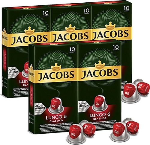 Jacobs Lungo 6 Classico Kapsül Kahve 10'lu 5 Adet