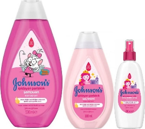 Johnson's Işıldayan Parlaklık Şampuan 500 ml + Johnson's Işıldayan Parlaklık Saç Kremi 300 ml + Johnson's Işıldayan Parlaklık Kolay Tarama Spreyi 200 ml Bebek Bakım Seti