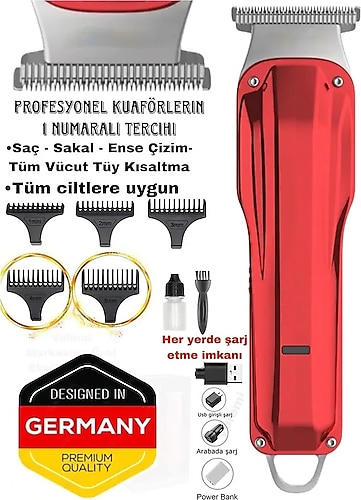 JPR-0085 Pro Şarlı Tıraş Makinesi Saç Sakal Ense Çizim Vücut Lazer Öncesi Kişisel Bakım