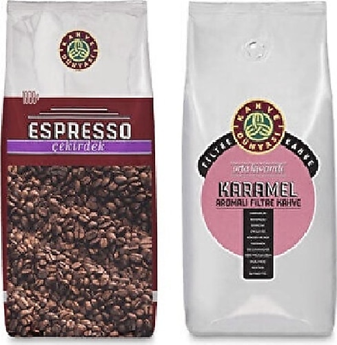 Kahve Dünyası Espresso Çekirdek Kahve 1 Kg Ve Karamel Aromalı Çekirdek Kahve 1 Kg Fırsat Paketi